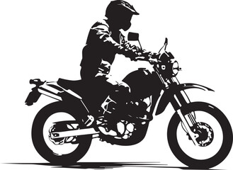 Vector art of silhouette of a motorcyclist riding a dirt bike
