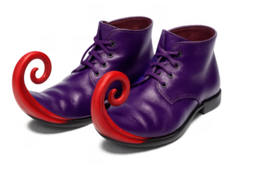 Purple and red jester shoes for carnival costume