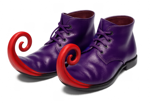 Purple and red jester shoes for carnival costume