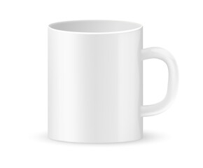 Realistic 3D Mockup of Isolated White Ceramic Coffee Cup Perfect for Breakfast Cafe Branding