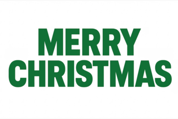Green merry christmas text typography on transparent background