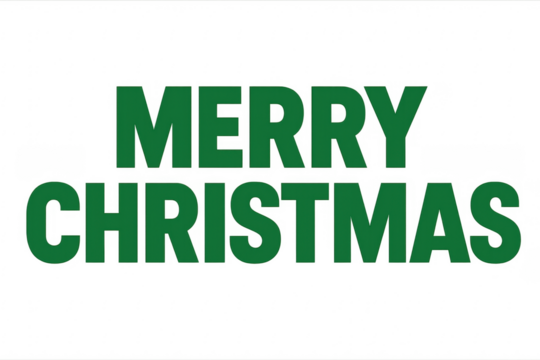Green merry christmas text typography on transparent background