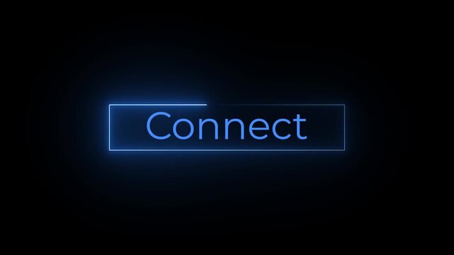 Futuristic neon glow box with connect text bounce animation and rotation uhd.