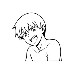 Black and white hot anime character line art illustration, stylish minimal outline drawing in clean style