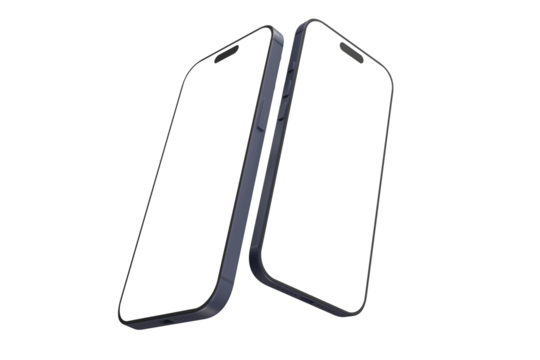 Realistic Smartphone 17 with blank screen mockup in navy blue color, isolated. Perfect for presenting mobile apps, UI UX concepts, Ads, branding, digital product displays, website, gadget device - Powered by Adobe