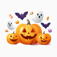 Toy Style Halloween Vector Illustration with Candy