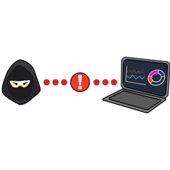 A hacker are hacking from the internet laptop.
illustration vector cartoon character design.