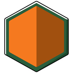 illustration Orange Hexagon Icon with Green Border