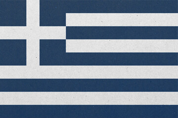 A textured close-up presents the national flag of Greece, showcasing the bold blue and white...