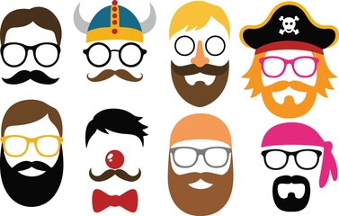 Collection of fun and silly photo booth props and accessories