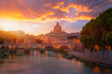 St Peter Cathedral at twilight blue hour - Rome, Italy