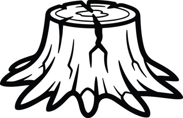 Vector Tree stump minimal style black and white silhouette Illustrator