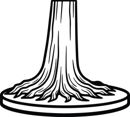 Vector tree stump roots old growth plant silhouette Illustrator