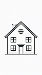 Simple black line drawing of a house