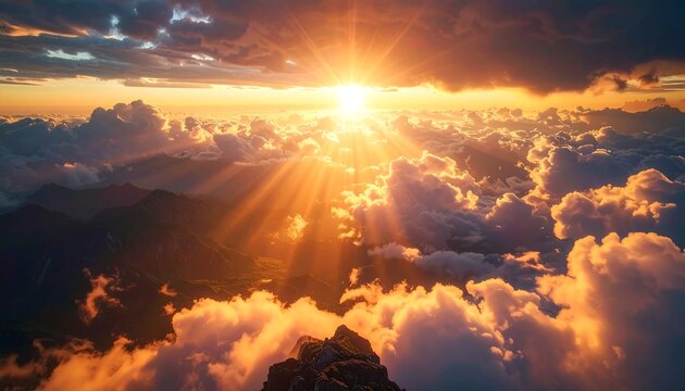 Sunrise over mountain peaks