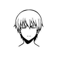 Black and white hot anime character line art illustration, stylish minimal outline drawing in clean style