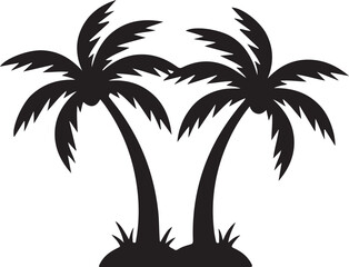 Tropical Silhouette: Two elegant palm trees stand tall in a silhouette, a striking symbol of the tropics, evoking a sense of adventure and exotic locales.