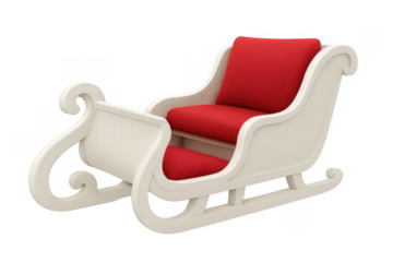 Empty festive santa claus sleigh with red upholstery