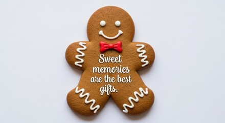 Gingerbread man cookie with sweet memories quote for holiday baking inspiration