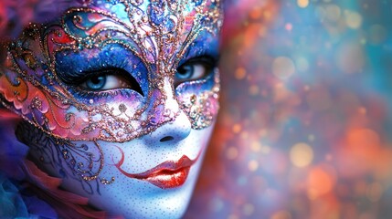 Close-up of a colorful carnival mask