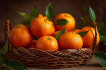 Basket of ripe oranges