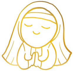 Mother Mary doodle gold line