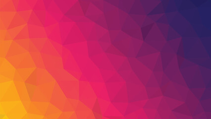 Abstract low poly geometric background with vibrant yellow orange pink and purple gradient