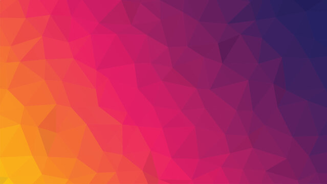 Abstract low poly geometric background with vibrant yellow orange pink and purple gradient