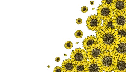 Sunflower border on white
