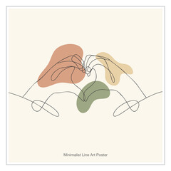 Express your love with this elegant minimalist line art poster, a trendy design perfect for home decor or a heartfelt gift, showing gentle hands making a heart