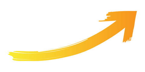 Hand drawn arrow. Brush painted going up direction grunge arrow. Transparent PNG