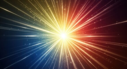 Obraz premium Abstract glowing starburst light with colorful radiant beams