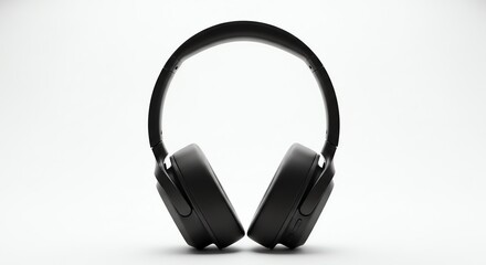Sleek Black Wireless Headphones: Minimalist Product Shot on White Background