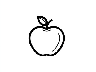 Simple Black Apple Outline Drawing on White Background