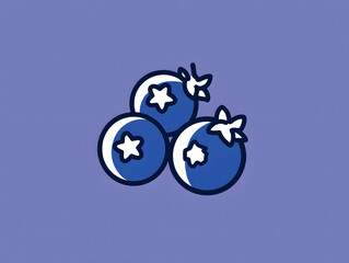 Blueberry icon a simple and charming graphic representing three stacked berries with delightful blue hues and subtle outlines