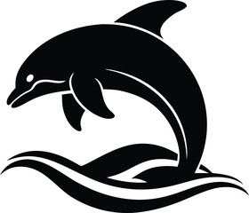 Dolphin silhouette vector jumping in the ocean