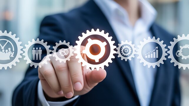 Business process gears interaction connection teamwork