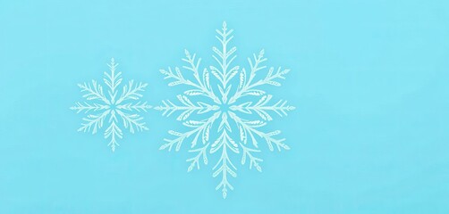 Intricate white snowflake pattern on a soft blue background,  card,  nature