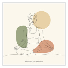 Find inner peace with this elegant line art of a woman in lotus pose, perfect for yoga studios, wellness blogs, or a calming minimalist aesthetic