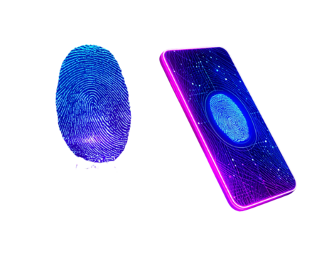 Secure Payment Collection: Fingerprint Authentication and Smart Device Payment Isolated on Transparent Background