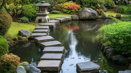 Serene Japanese garden path