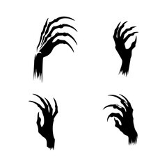 Scary Claw Hand Vector Illustration Set