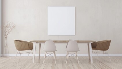 mock up poster frame in hipster interior background, scandinavian style, 3D render, 3D illustration 