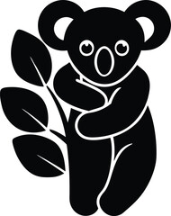 A cute baby panda bear illustration with black and white fur design eating bamboo in nature