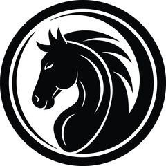 Black horse head silhouette vector illustration icon design