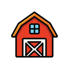 Red Cartoon Classic Farm Barn Vector