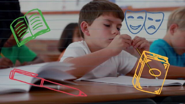 student tapping pencil in class initiating doodles, twisting and snapping tip and laying fragments