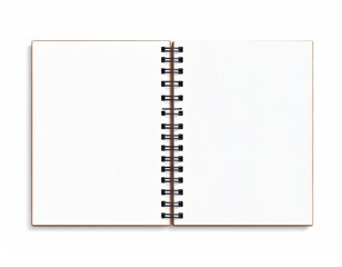 Blank Spiral Notebook Open on White Background