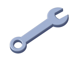 Simple 3D cartoon illustration of an adjustable wrench icon, smooth rounded shapes