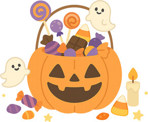 할로윈 파티 요소 호박 바구니 사탕 캔디